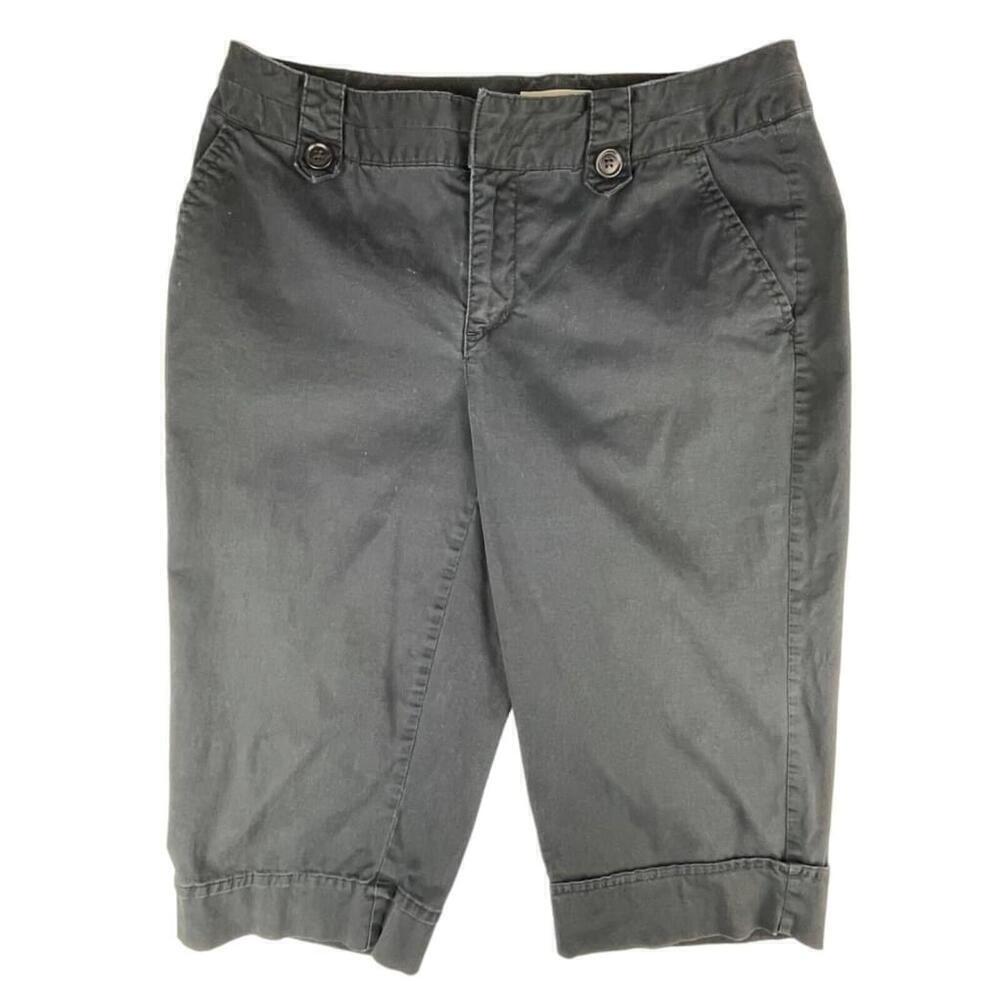 St. John's Bay Bermuda Shorts Womens Petites 6P Blue Cotton Comfort Flat Front